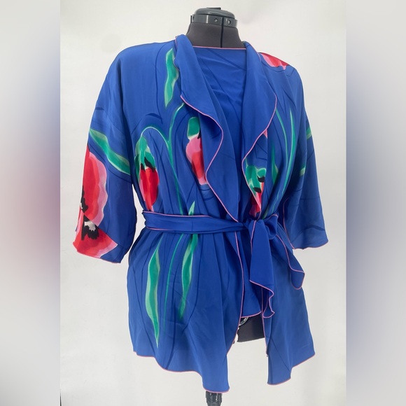 Vintage Yolanda Lorente Hand Painted Silk Piece Set Blouse